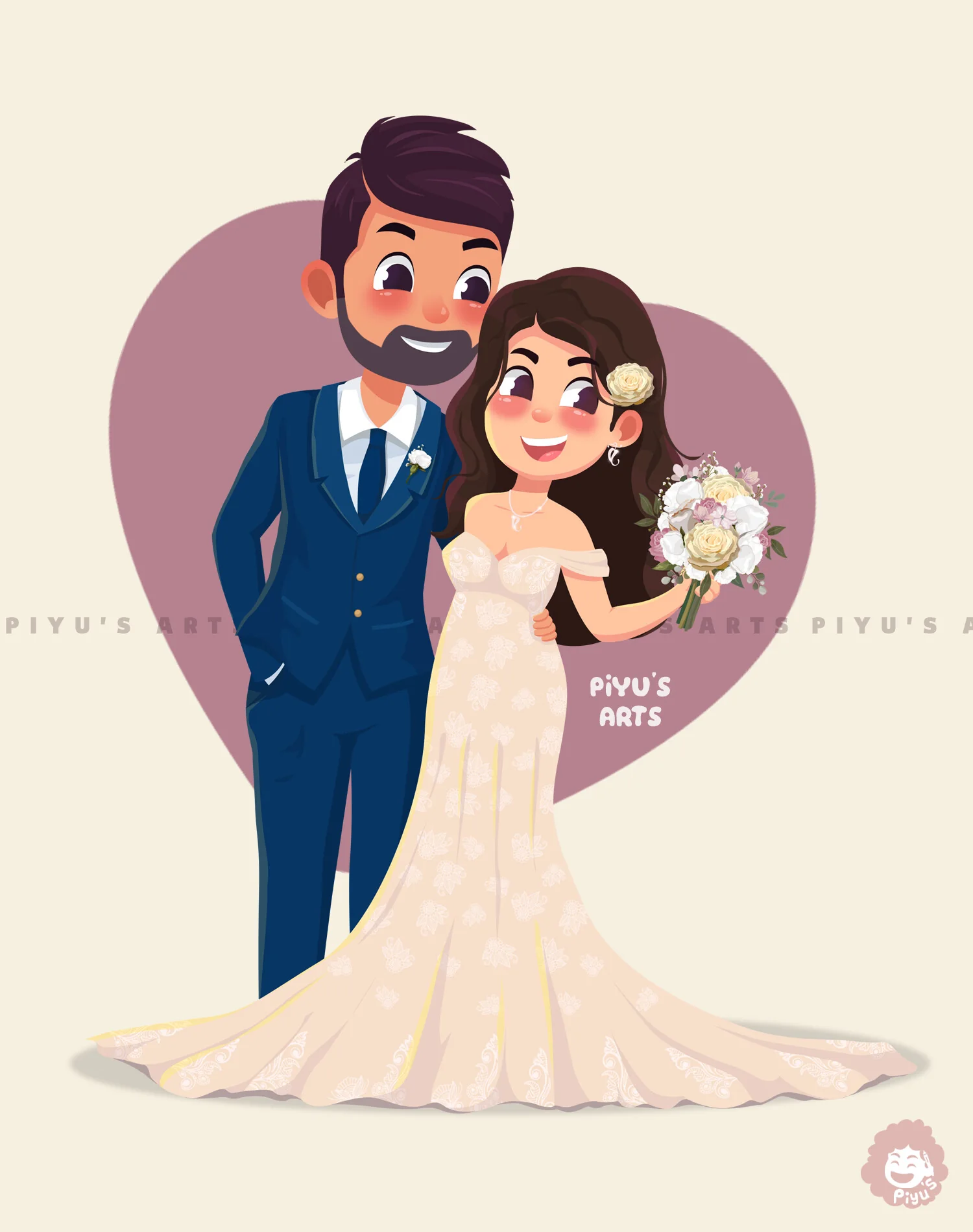 Wedding Cartoon Couple — image 2